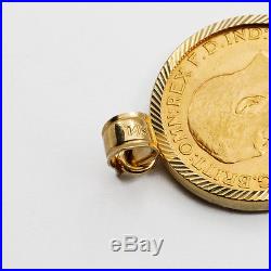 Britain King George V 916/1000 22 k One Gold Sovereign Coin 14k Bezel Pendant