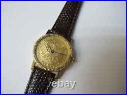 Bueche-girod Vintage 5 Dollar Gold Piece Coin Watch Mechanical Movement Rare