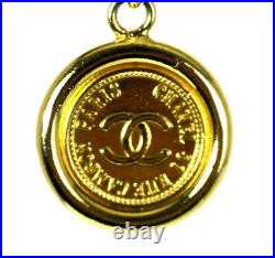 CHANEL Vintage Gold Metal Curb Chain Logo Coin Detail Triple Layer Belt