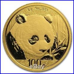 CH/GEM BU 2018 8 Gram Gold Chinese Panda Coin