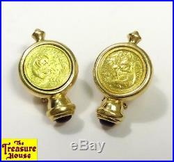 CIG Pair of 14K Gold Earrings with2 1/20 OZ-T. 999 Fine Pure Gold Panda Coins 8.7g