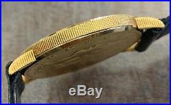 CORUM Quartz Solid 18K Gold 20 Dollar Coin Watch Year 1903 With Gold Buckle