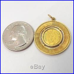 Caciques Venezuela Tamanco 21K Gold Coin 18K Frame Charm Pendant 4.4gr