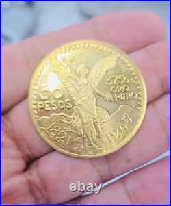 Centenario Coin Custom 10k Solid Yellow Gold 50 Pesos 1947 Mexico Mexican Coin Centenario Coin Custom 10k Solid Yellow Gold 50 Pesos 1947 Mexico Mexican Coin