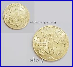 Centenario Coin Custom Solid Yellow 10k Gold 50 Pesos 1947 Mexico Mexican Coin Centenario Coin Custom Solid Yellow 10k Gold 50 Pesos 1947 Mexico Mexican Coin