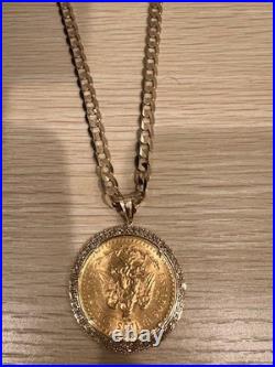 Centenario Mexican Real Gold 1923 SOLID REAL 22kt With Pendent & Goldchain. 14kt Centenario Mexican Real Gold 1923 SOLID REAL 22kt With Pendent & Goldchain. 14kt