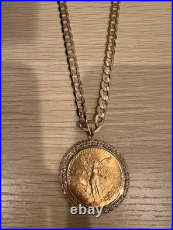 Centenario Mexican Real Gold 1923 SOLID REAL 22kt With Pendent & Goldchain. 14kt Centenario Mexican Real Gold 1923 SOLID REAL 22kt With Pendent & Goldchain. 14kt