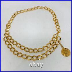 Chanel Gold Metal Double Chain Coin Belt Vintage 1607-100-22520