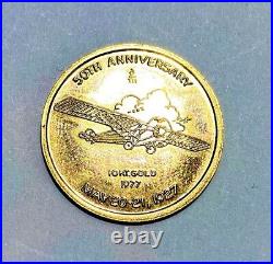 Charles A. Lindbergh Solid 10kt Gold Piece Commemorative Coin Medal 1977