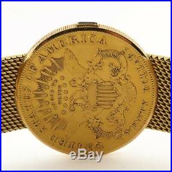 Chopard $20 Dollars Liberty Coin 18K Solid Gold Bracelet Mechanical Watch 34.5mm