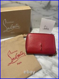 Christian Louboutin Panettone Zip Around Coin Wallet Red/Gold- Made in Italy
