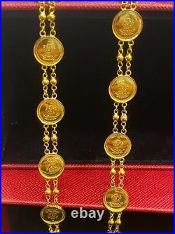 Classy Dubai Handmade Coin Chain Necklace In 750 Stamped 18K Yellow Gold