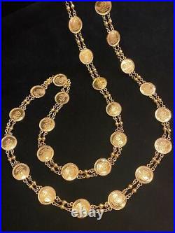 Classy Dubai Handmade Coin Chain Necklace In 750 Stamped 18K Yellow Gold