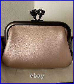 Coach 1941 Metallic Pink/gold Leather Tea Rose Kisslock Coin Purse 28693 Euc