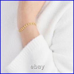 Coin Disc Bracelet 14K Solid Gold Women Adjustable Stacking Disk Chain Bracelet