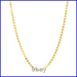 Coin Disc Chain Adjustable Minimalist Sparkle Necklace Women Solid 14K Real Gold