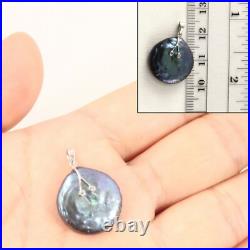 Coin Pearl Pendant 14k White Gold with Diamond Eyes