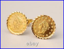 Coin Style Prize Jewellery Modern Flower 22k Solid Yellow Gold Earrings 2.4g