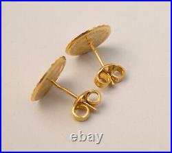 Coin Style Prize Jewellery Modern Flower 22k Solid Yellow Gold Earrings 2.4g