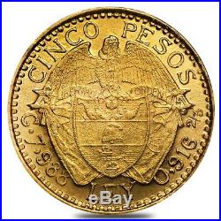 Colombia Gold 5 Pesos Coin Avg Circ AGW. 2355 oz (1919-1930, Random)