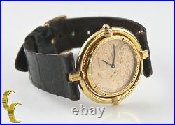 Corum 18k Yellow Gold $5 Half Eagle Quartz Coin Watch with Rotating Bezel