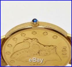 Corum 1904 $20 Coin Gold Watch with 18k Mesh Band & Clasp Blue Sapphire on Crown