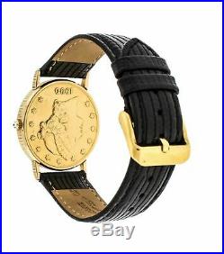 Corum $20 1900 Gold Coin Men's 36mm Quartz Leather Strap Watch