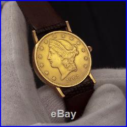 Corum $20 Dollar 1904 DOUBLE EAGLE Coin Watch 18/22K Solid Gold &18K Gold Buckle