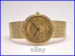 Corum $20 Yellow Gold 1899 Coin Watch On Gold Bracelet 22kt Gold Dial Mens Watch