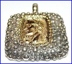 DIAN MALOUF DLM 14K YELLOW GOLD & Sterling Silver ROMAN COIN PENDANT / ENHANCER