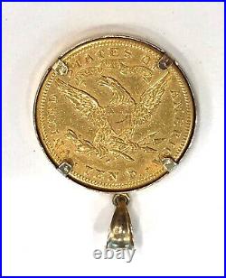 Deal 1898- S- $10 Liberty Head Gold Coin In Solid 14k Yellow Gold Bezel/pendant