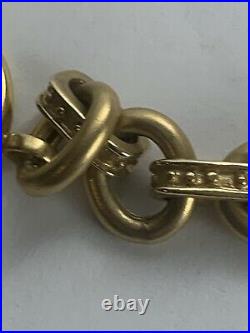 Designer Solid 18k Gold Textured Chain Link Bracelet Greek Roman Coin Signed