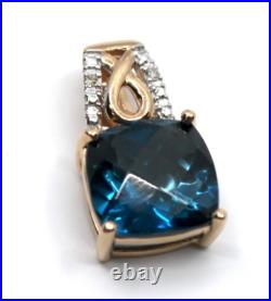 Diamond & London Blue Topaz Dainty Pendant in 14k Solid Rose Gold Diamond & London Blue Topaz Dainty Pendant in 14k Solid Rose Gold