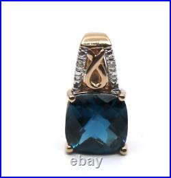 Diamond & London Blue Topaz Dainty Pendant in 14k Solid Rose Gold Diamond & London Blue Topaz Dainty Pendant in 14k Solid Rose Gold