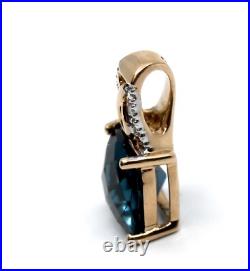 Diamond & London Blue Topaz Dainty Pendant in 14k Solid Rose Gold Diamond & London Blue Topaz Dainty Pendant in 14k Solid Rose Gold