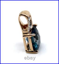 Diamond & London Blue Topaz Dainty Pendant in 14k Solid Rose Gold Diamond & London Blue Topaz Dainty Pendant in 14k Solid Rose Gold