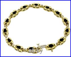 Diamond & Sapphire Link Tennis Bracelet In 14k Solid Yellow Gold Diamond & Sapphire Link Tennis Bracelet In 14k Solid Yellow Gold