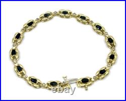 Diamond & Sapphire Link Tennis Bracelet In 14k Solid Yellow Gold Diamond & Sapphire Link Tennis Bracelet In 14k Solid Yellow Gold