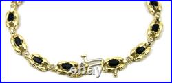 Diamond & Sapphire Link Tennis Bracelet In 14k Solid Yellow Gold Diamond & Sapphire Link Tennis Bracelet In 14k Solid Yellow Gold
