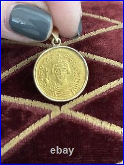 Dionysus Focas AV Solidus Constantinopole Solid Gold Coin In 14ct Setting
