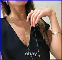 Disc Chain Necklace Solid 14K Real Gold Adjustable Sparkle Coin Chain Women
