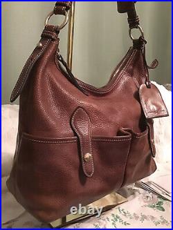 Dooney Bourke Florentine Leather LUCY Hobo Slouch Bag Natural Brown + Coin Purse