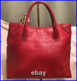 EUC Dooney Bourke RED Florentine Vachetta Leather Satchel Tote Bag & Coin Purse