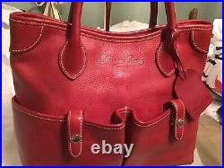 EUC Dooney Bourke RED Florentine Vachetta Leather Satchel Tote Bag & Coin Purse