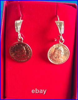 Earrings made in Peruvian antique coins of 21 kl Solid Gold