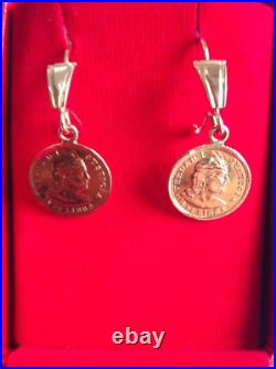 Earrings made in Peruvian antique coins of 21 kl Solid Gold