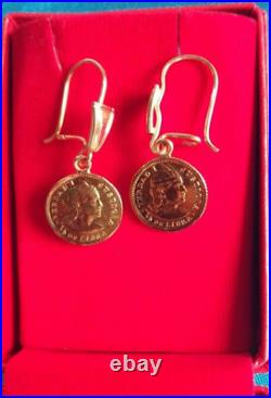 Earrings made in Peruvian antique coins of 21 kl Solid Gold