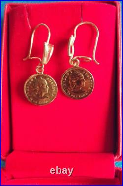 Earrings made in Peruvian antique coins of 21 kl Solid Gold