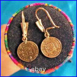 Earrings made in Peruvian antique coins of 21 kl Solid Gold