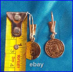 Earrings made in Peruvian antique coins of 21 kl Solid Gold